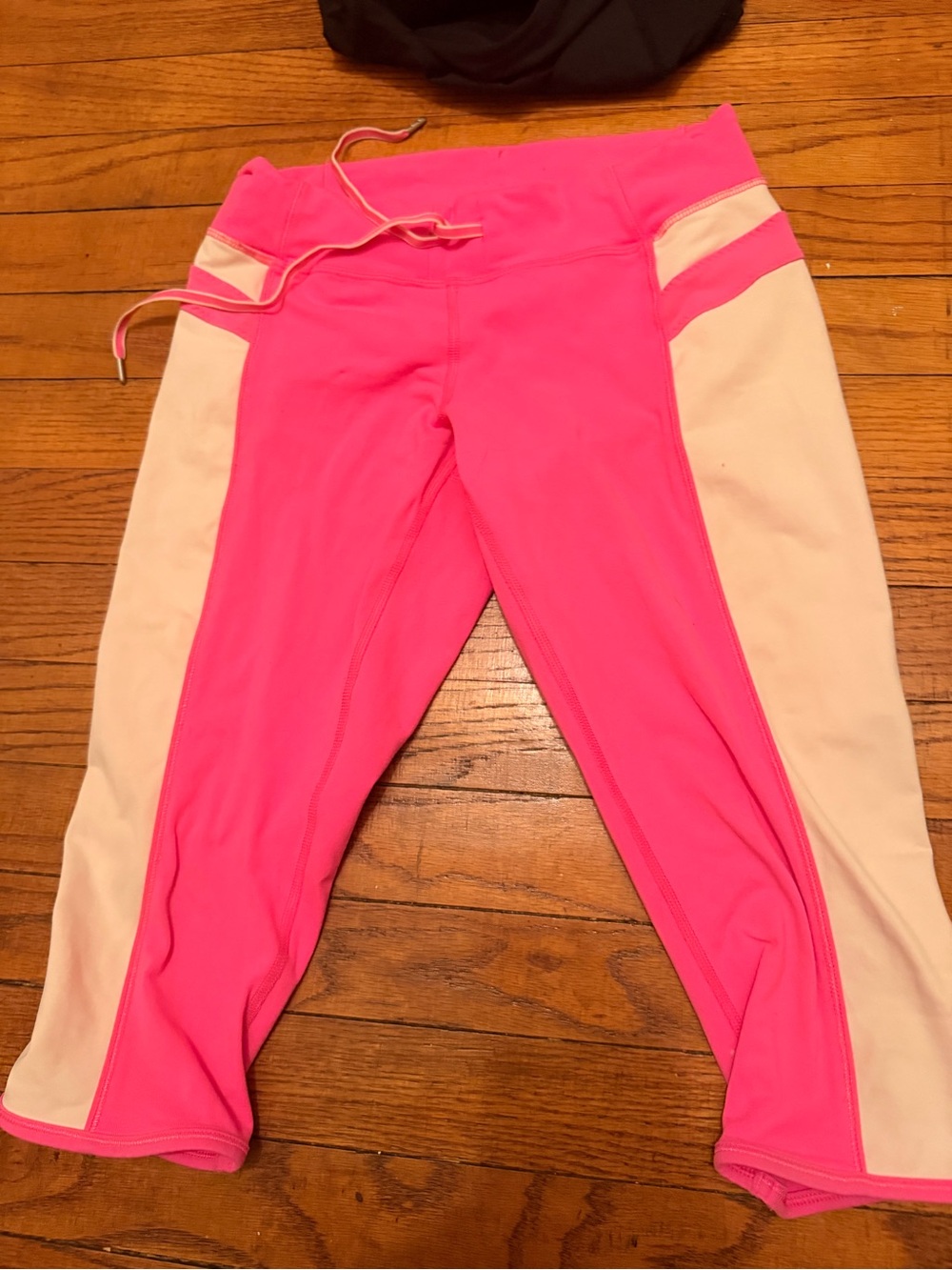 lululemon athletica Pink and Cream Capri Leggings, hit under knee, Ashtanga
